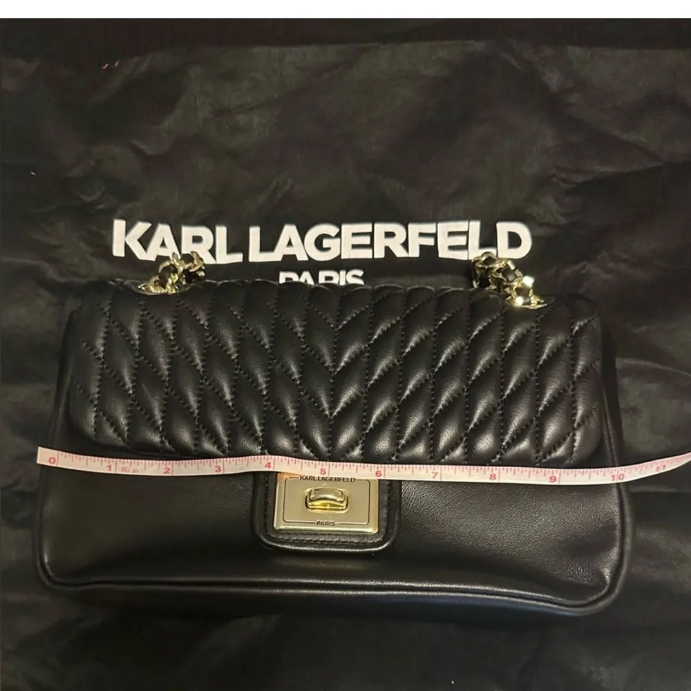 Karl Lagerfeld Black Quilted Chain Shoulder Bag - Picture 7 of 10